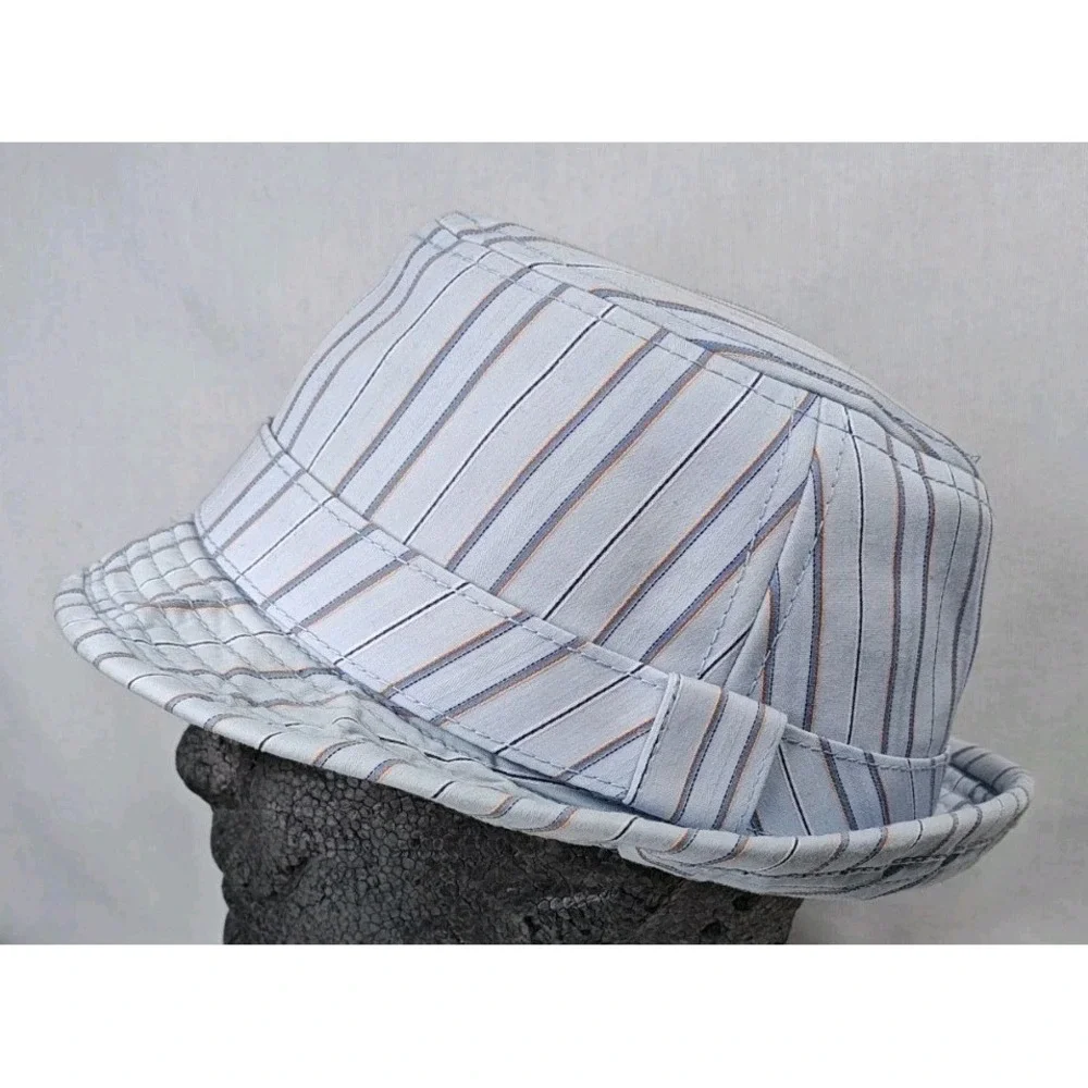Goorin Bros Pin Striped Blue‎ Cotton Fedora OSFM (large) Men's Hat Cap
